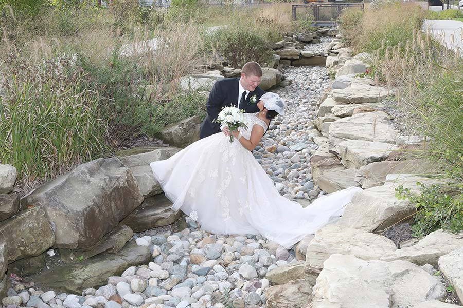 urban Wedding Photography in Middleground Park in Downtown Toledo