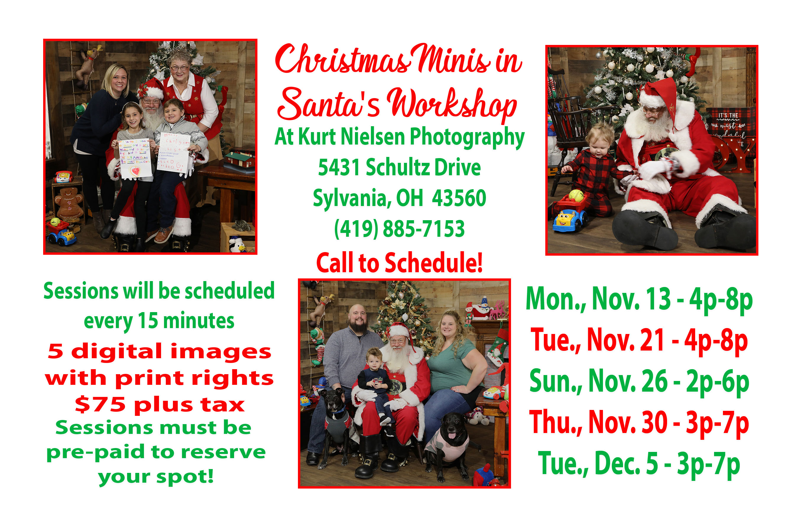 Christmas Mini Portrait Sessions with Santa that are Perfect for your Christmas Cards