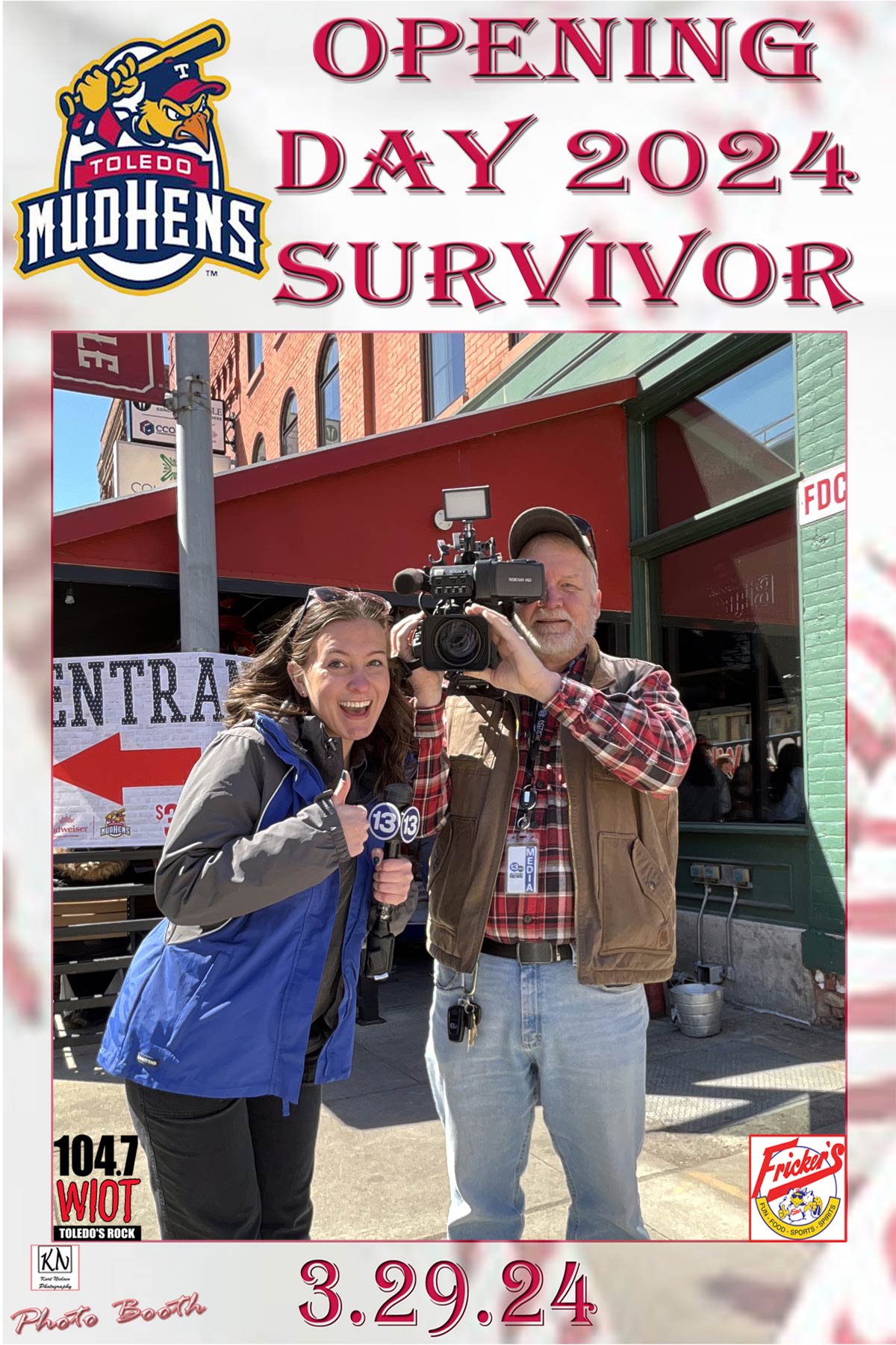 WTVG 13abc Weather Person Erin Ashley and her videographer posing for a picture from our Robot Photo Booth