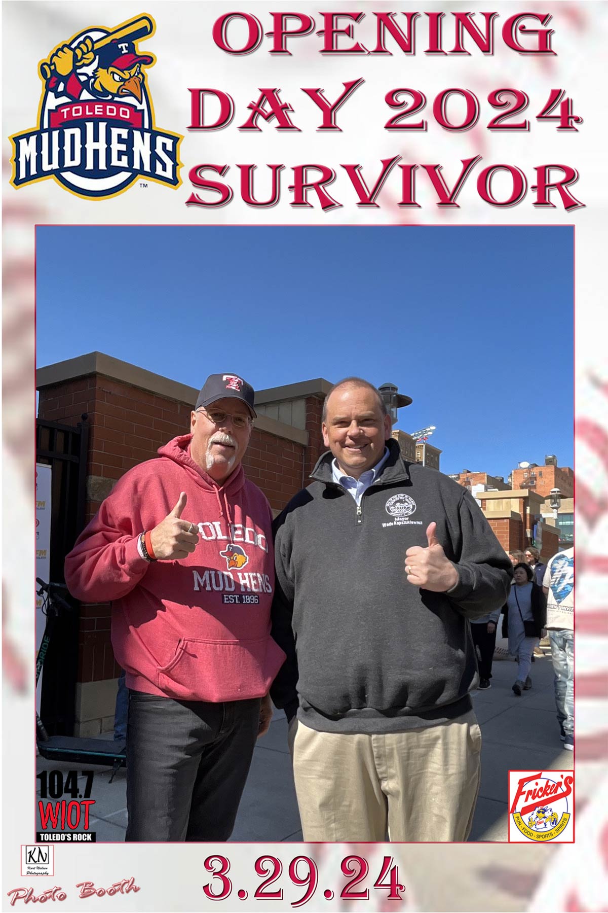 La-Z-Boy Regional Manager Matt Simpson posing with Toledo Mayor Wade Kapszukiewicz