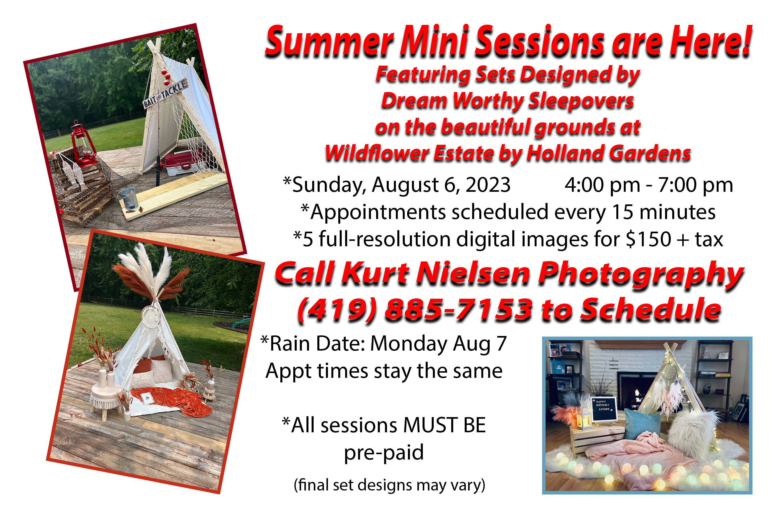 Summer mini portrait sessions from Kurt Nielsen Photography and Dream Worthy Sleepovers and Wildflower Estate by Holland Gardens