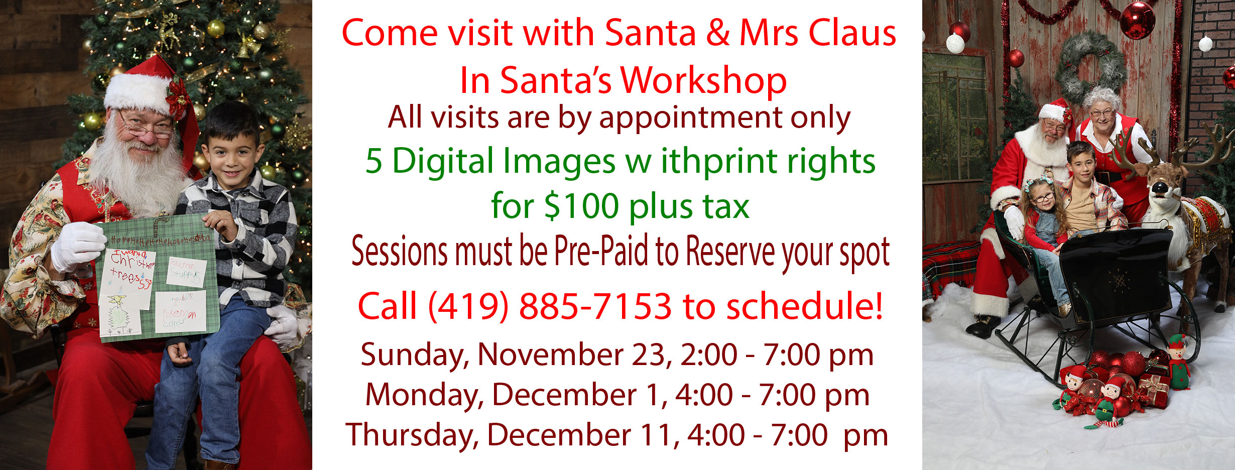 Toledo Christmas Photo Studio with Santa