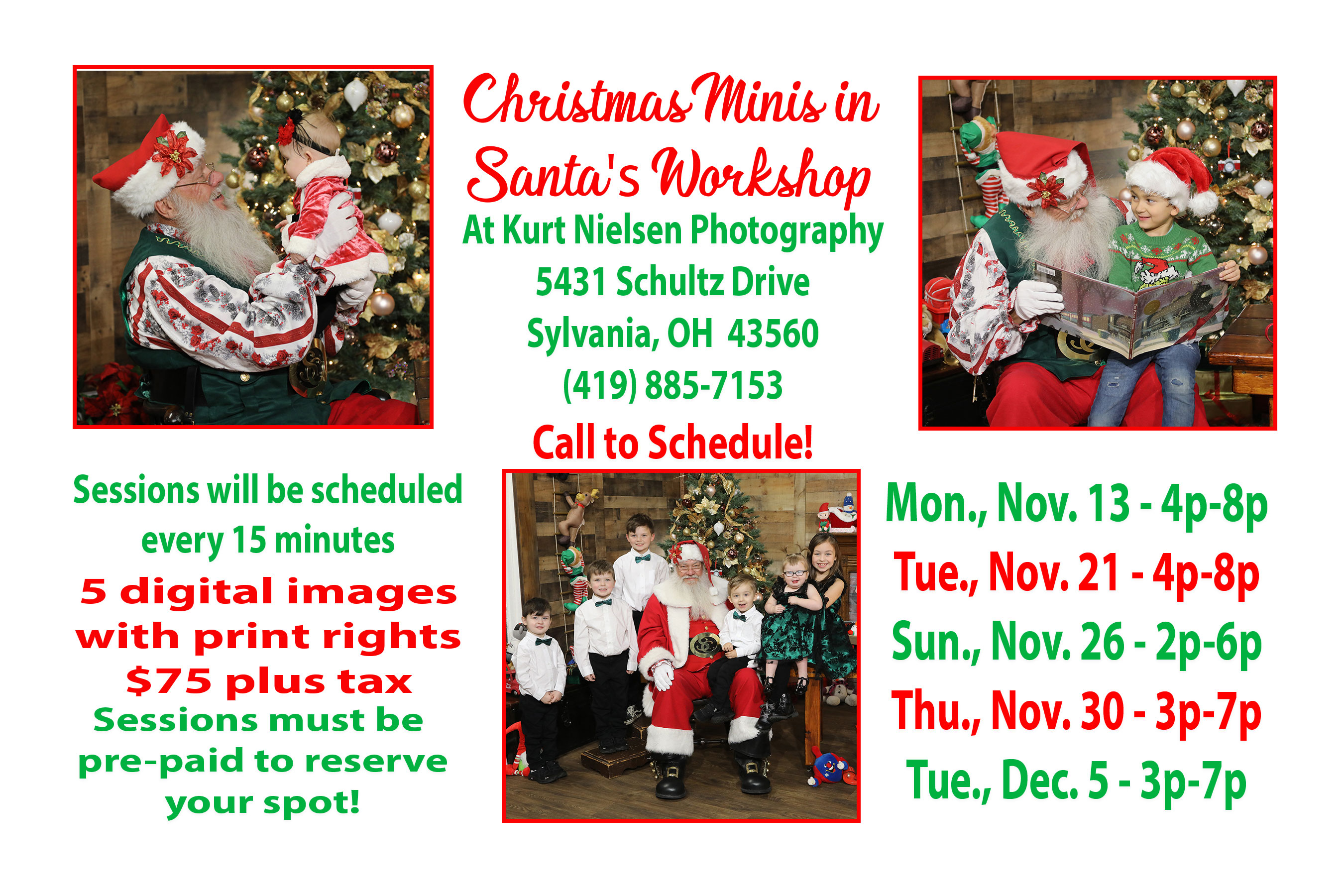 Christmas Mini photo sessions with Santa and Mrs. Claus that are perfect for kids of all ages