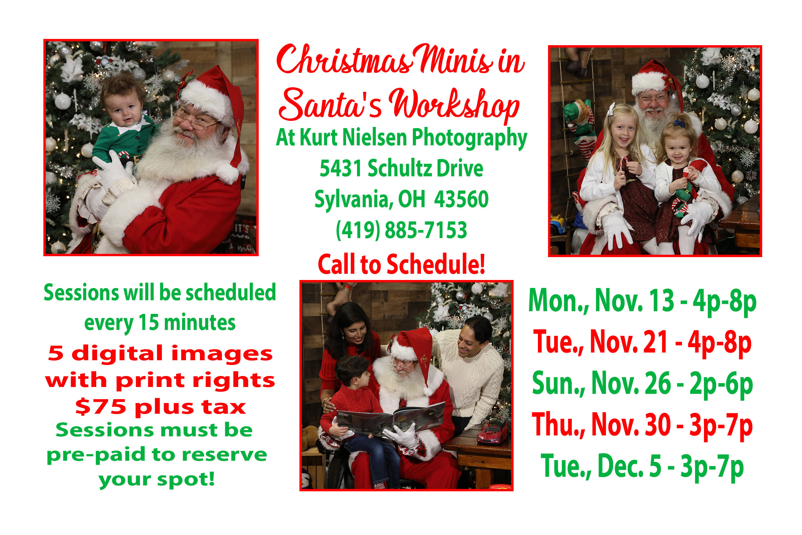 Santa's workshop Christmas Mini Photo Sessions in Toledo Ohio